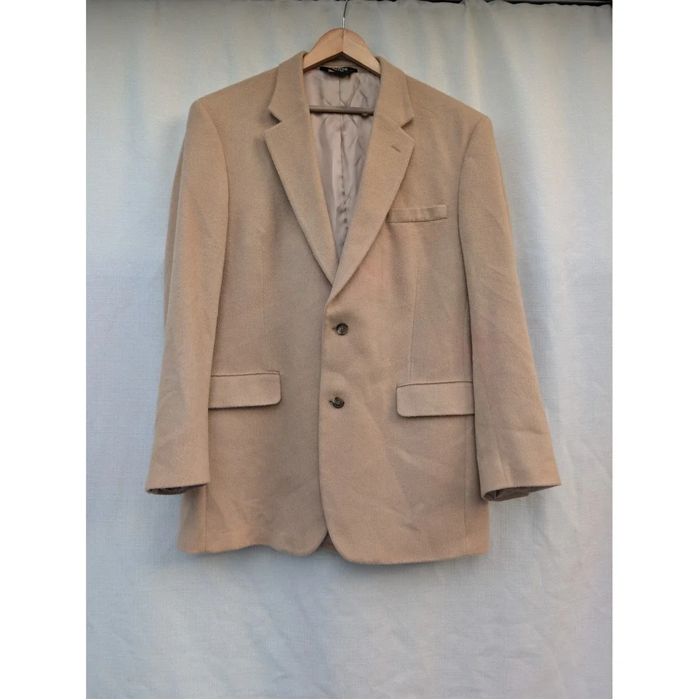 Jos A Bank Camel Hair Blazer Mens 43L Tan 100 Camel Hair Sport Coat 2 Button